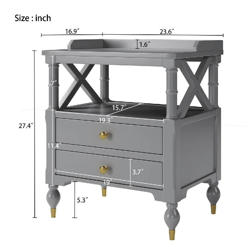 Modern Nightstand with 2 Drawer