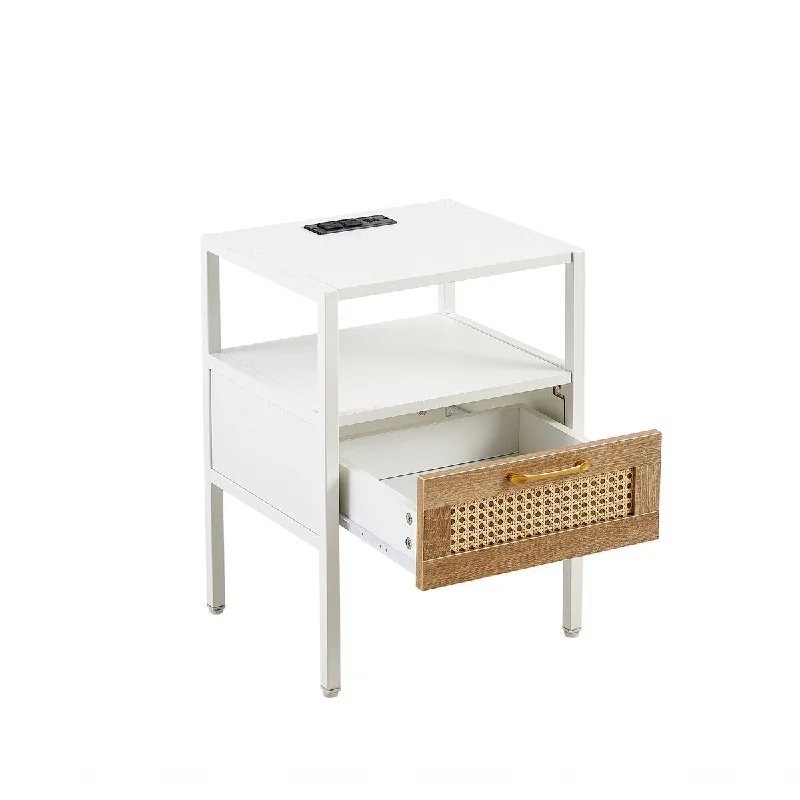 Modern nightstand with drawer and metal legs