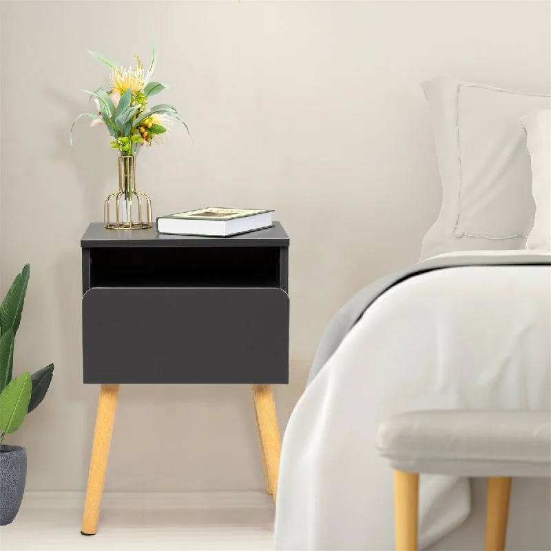 Modern Nightstand with Drawer Shelf for Living Room(Set of 2)