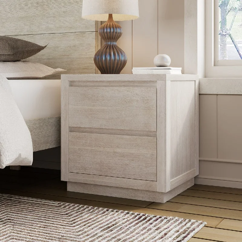 Modern Wood 2-Drawer Nightstand Side Table