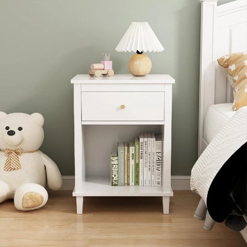 Nightstand with One Drawer One Shelf for Kids