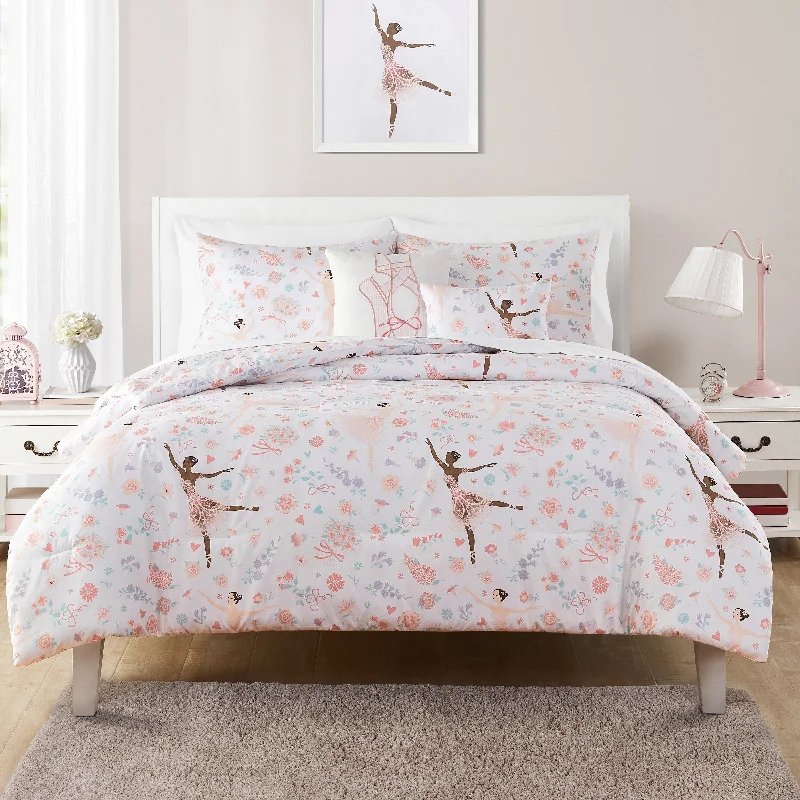 Olivia & Finn Ballerina Flowers Pink Comforter Set