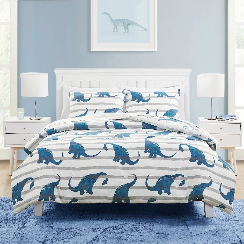 Olivia & Finn Dino's Path Blue Dinosaur Comforter Set