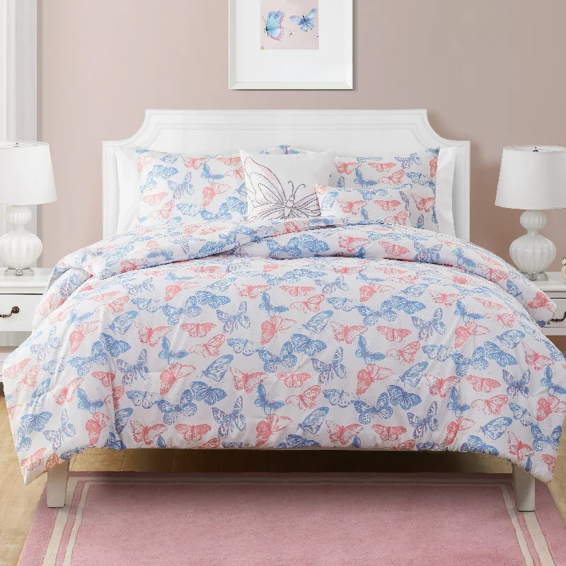 Olivia & Finn Pastel Butterfly Comforter Set