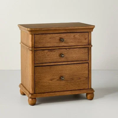 Open Box - 3 Drawer Classic Nightstand - Aged Oak - Hearth & Hand with Magnolia