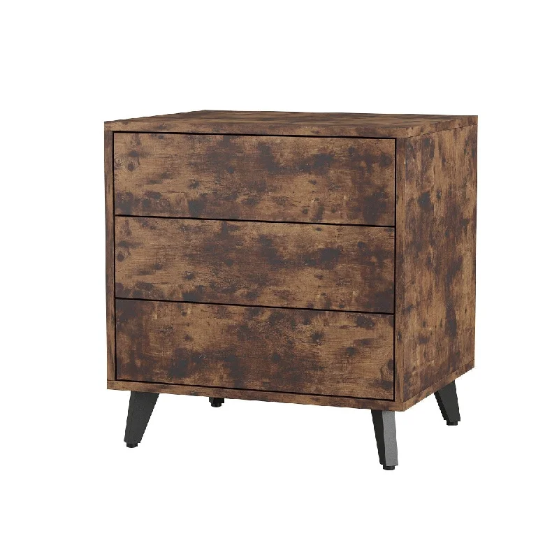 Premium 1-Pop-Up-Drawer Rustic Wood Nightstand by Kerrogee