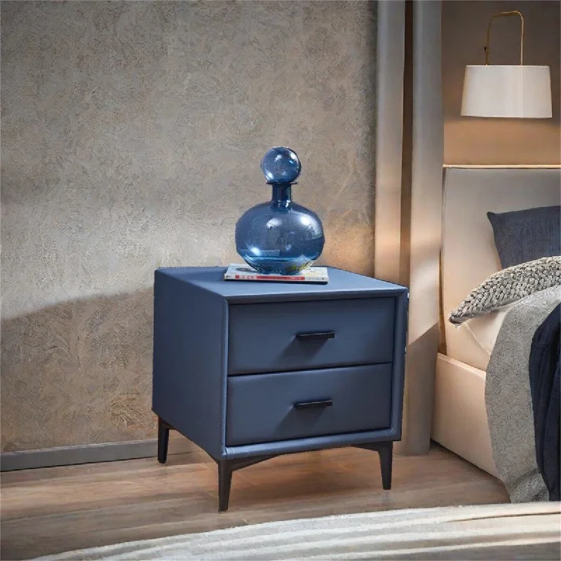 PU Leather Nightstand with 2 Drawers