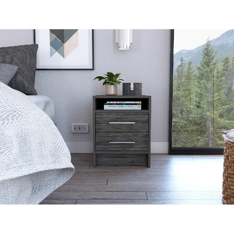 Rectangle Nightstand with 2-Drawer and 1-Shelf