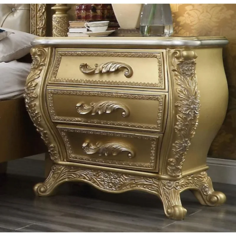 REYNA Metallic Antique Gold Traditional Night Stand