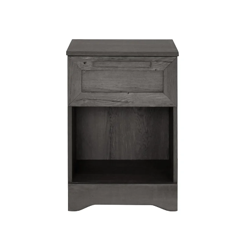 Rustic Gray Nightstand with Drawer and Bottom Shelf