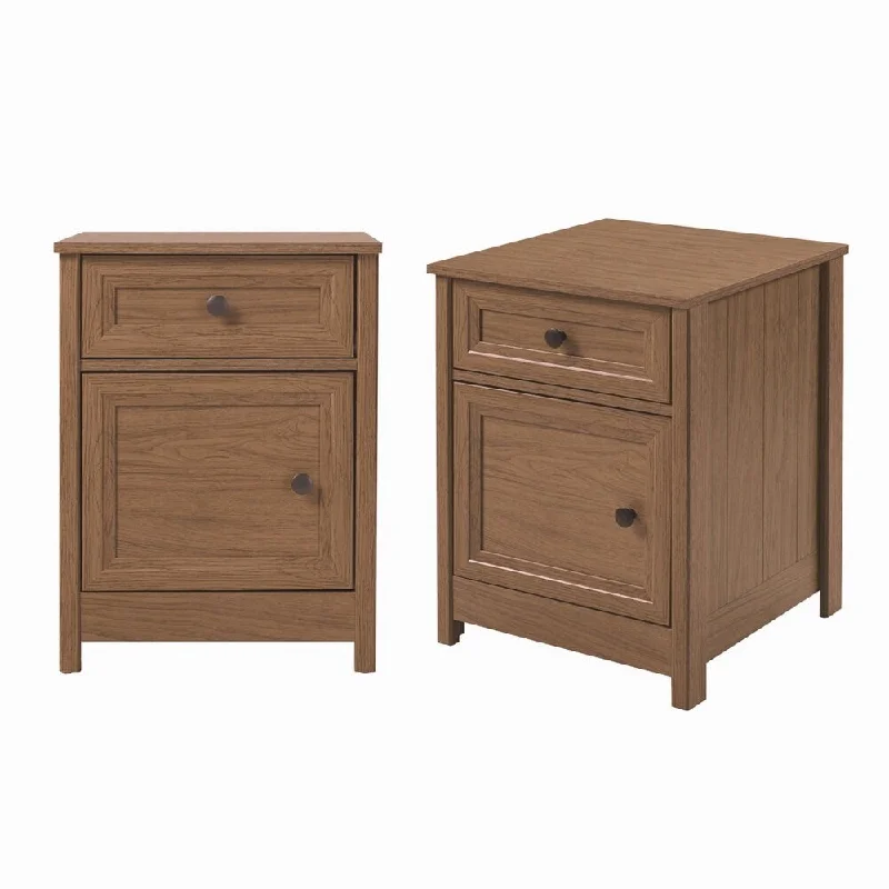 Set of 2 Classic Grooved 1 Door and Drawer Slate Grey Nightstands by Manor Park