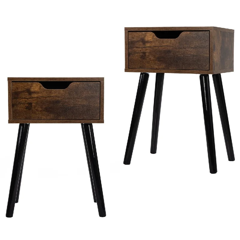 Set of 2 Nightstand with Drawer