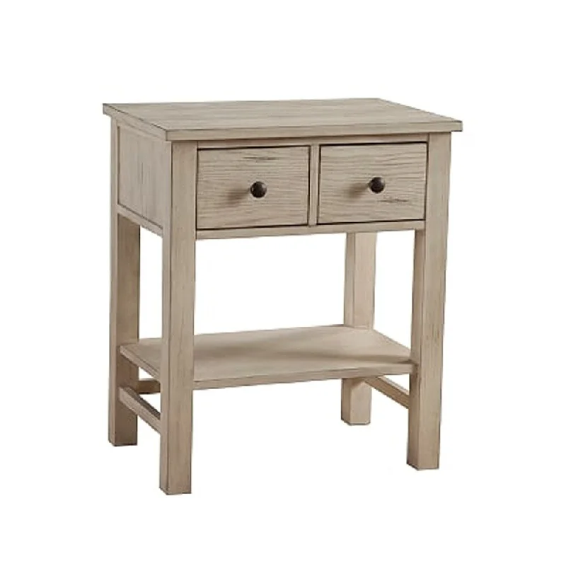 Transitional Nightstand with 2 Drawers and Open Bottom Shelf, White