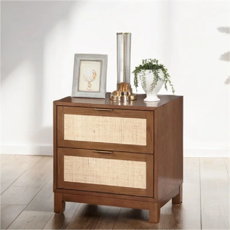 Wood Nightstand with 2 Drawers