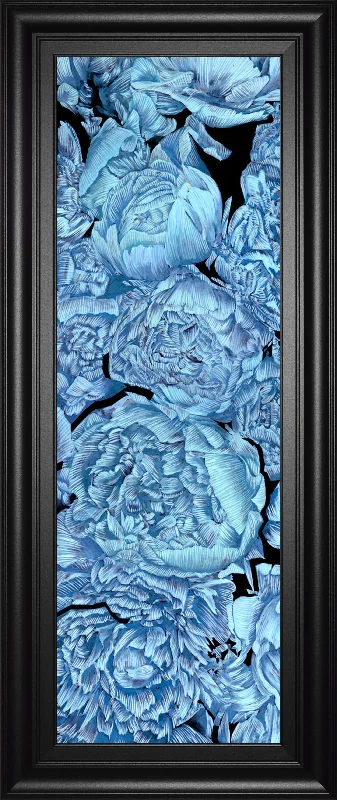 Blue Peonies Il By Melissa Wang - Framed Print Wall Art - Blue