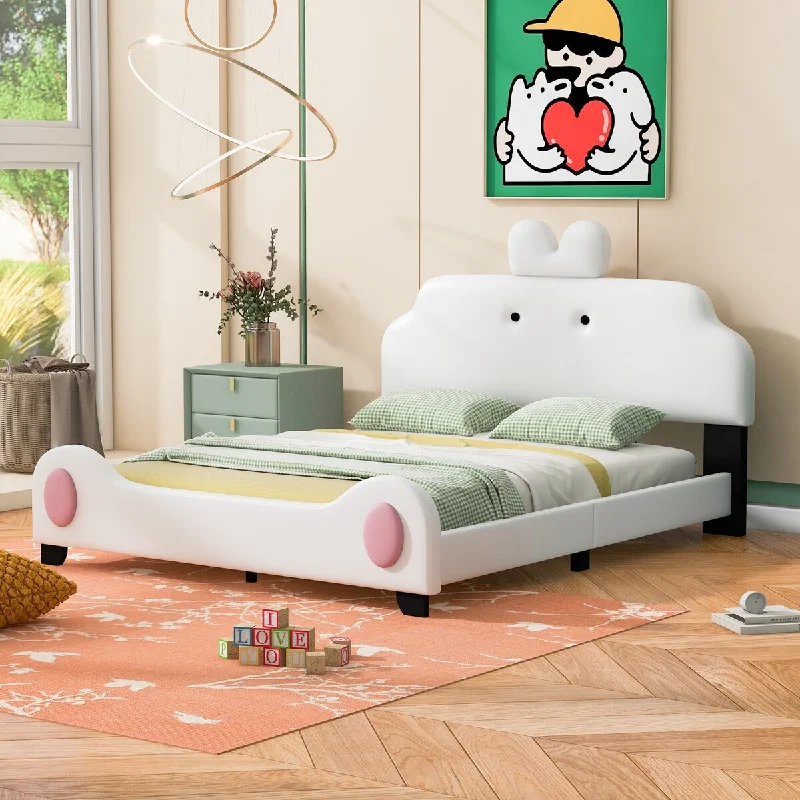 Full Size Platform Bed With Cartoon Headboard And Footboard