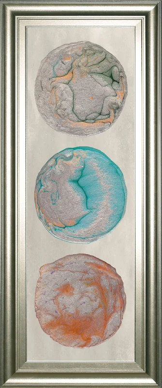 Planet Trio Il By Alicia Ludwig - Framed Print Wall Art - Blue