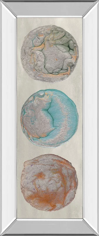 Planet Trio Il By Alicia Ludwig - Mirror Framed Print Wall Art - Blue