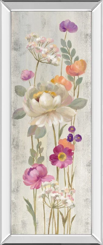 Retro Floral II By Silvia Vassileva - Mirrored Frame Wall Art - Light Gray