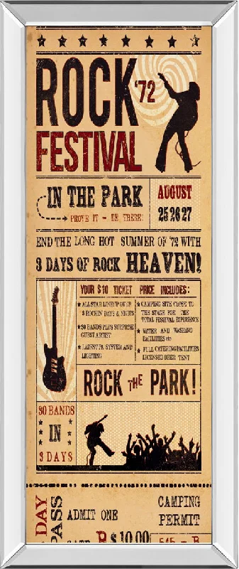 Rock Festival By The Vintage Collection - Mirrored Frame Wall Art - Light Brown