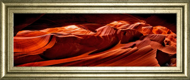 Sun Shining Through Canyon VIIl By David Drost - Framed Print Wall Art - Orange