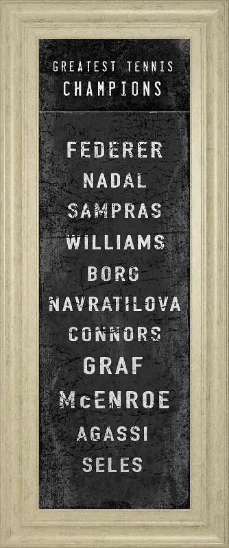 The Greatest Tennis Champions By The Vintage Collection - Framed Print Wall Art - Dark Brown