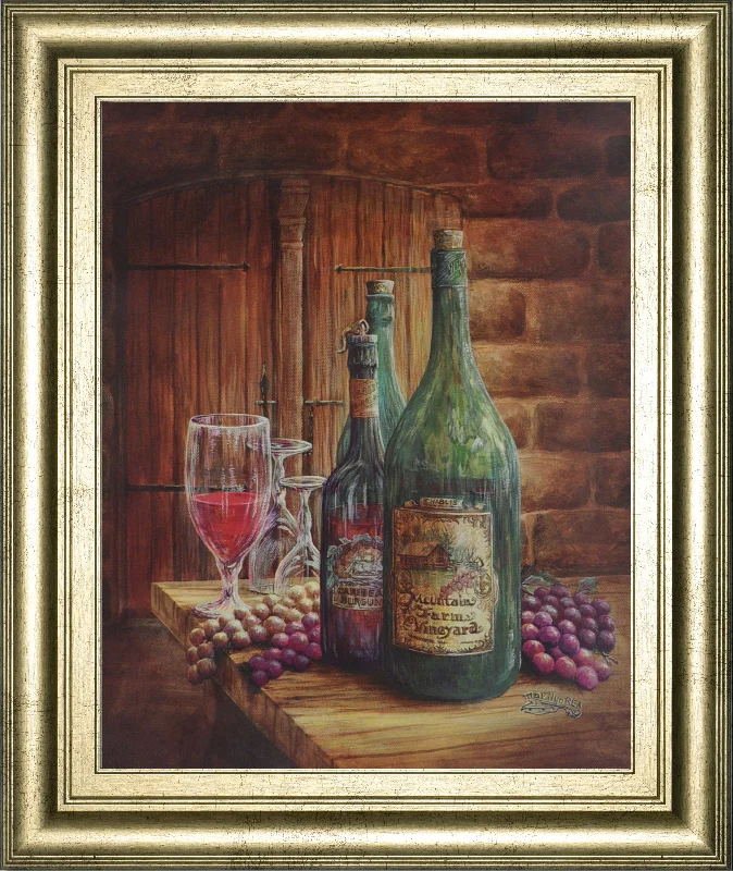 Vintage Wine Ill - Framed Print Wall Art - Dark Brown