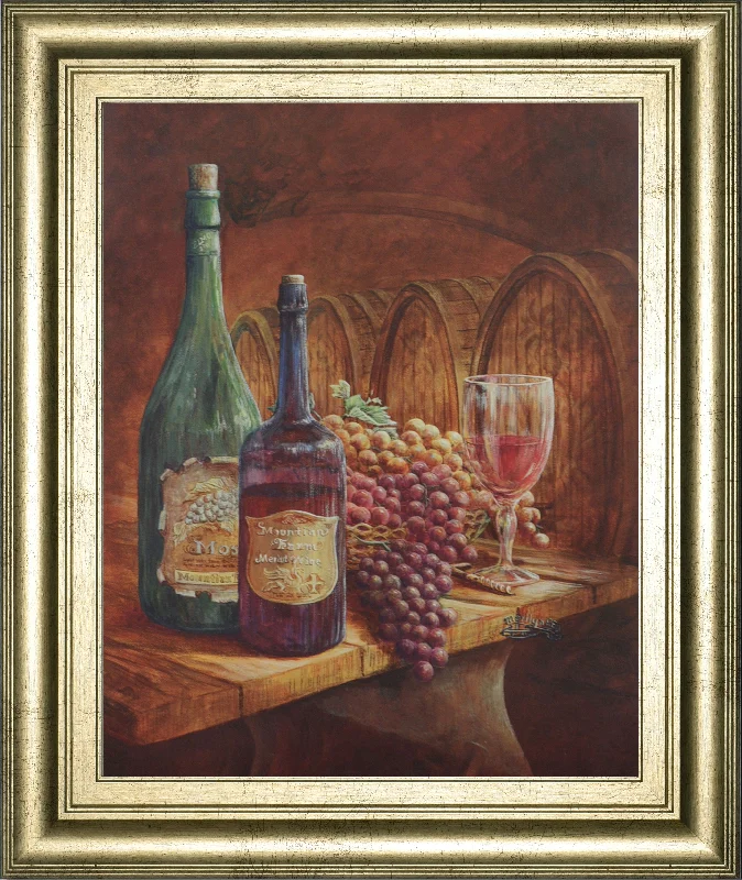 Vintage Wine IV - Framed Print Wall Art - Dark Brown