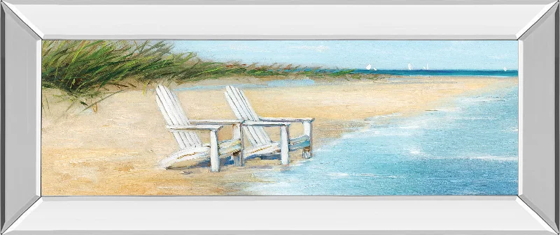 Water View Il By Sally Swatland - Mirror Framed Print Wall Art - Blue