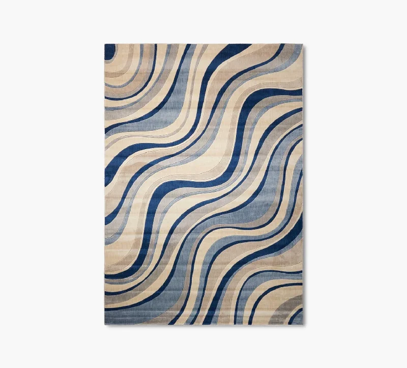 Blue Curves 5 x 8 Rug