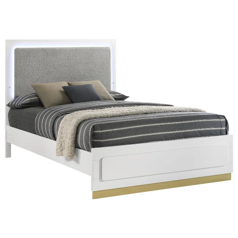 Caraway Eastern King Bed with LED Headboard White and Grey