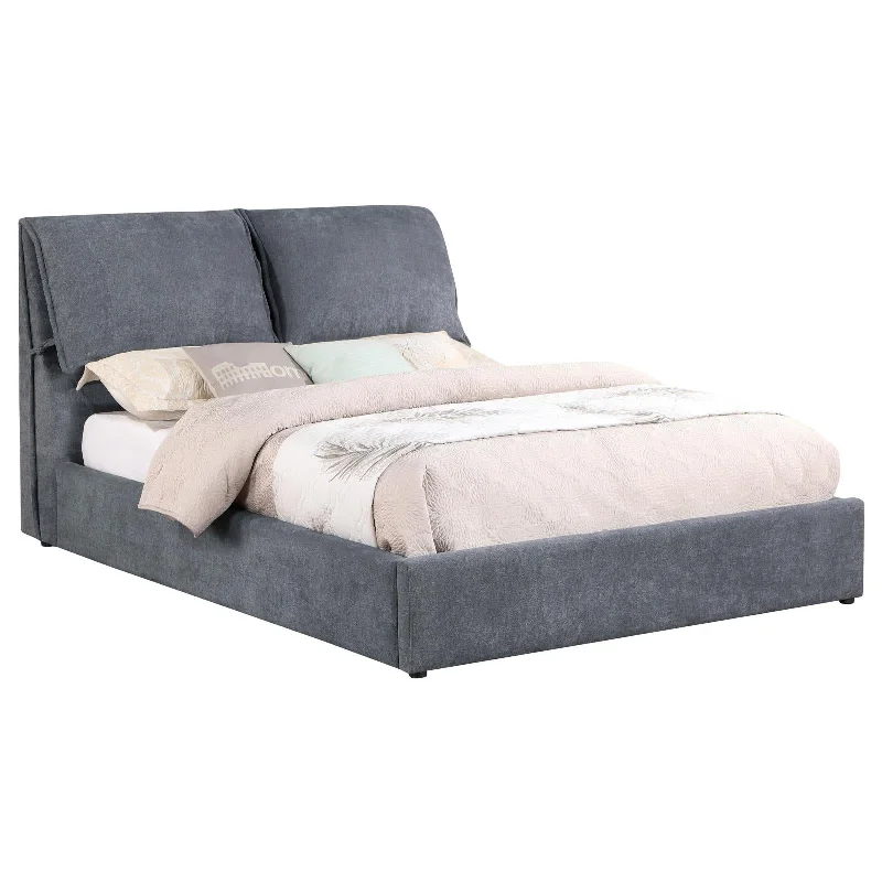 Laurel Upholstered Eastern King Platform Bed with Pillow Headboard Charcoal Grey