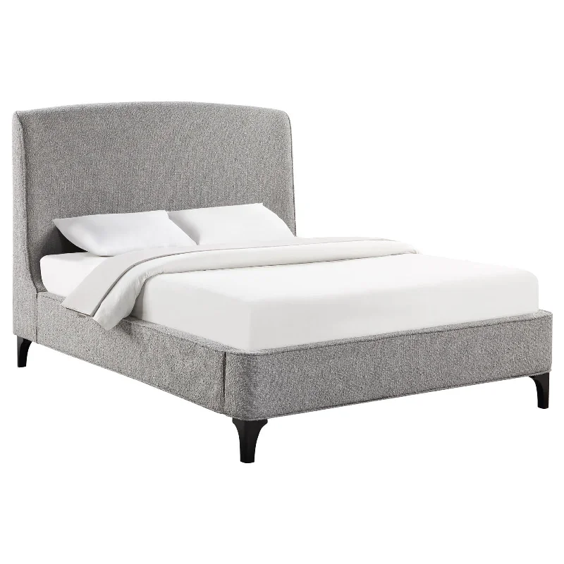 Mosby Upholstered Curved Headboard Queen Platform Bed Light Grey