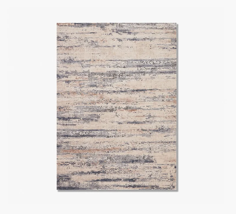 Rustic Textures Brushstroke Beige and Grey 8 x 10 Rug