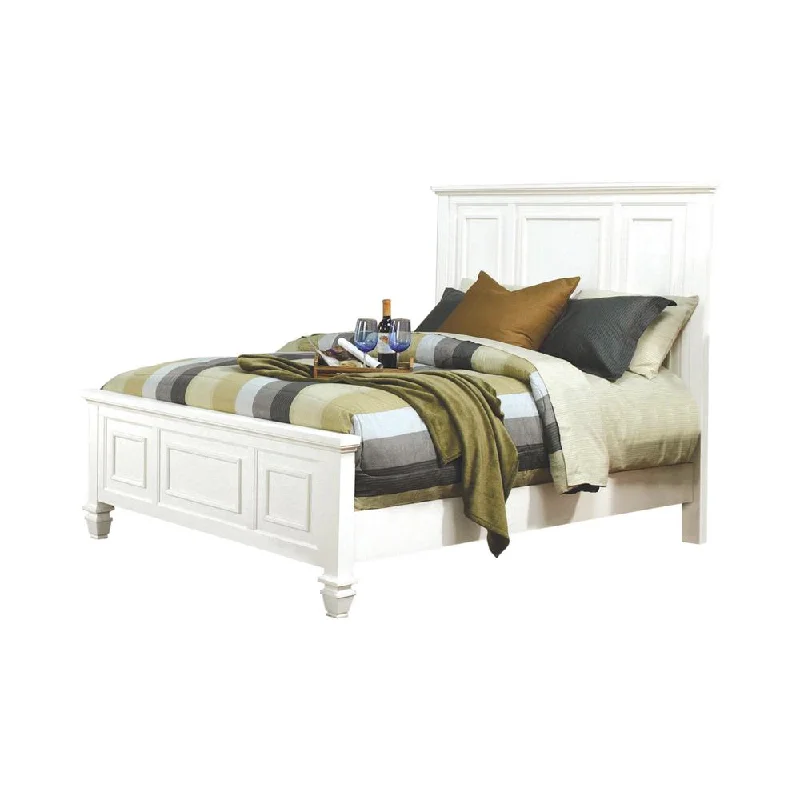 Sandy Beach Queen Panel Bed with High Headboard White