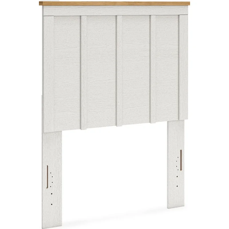 Linnocreek Twin Panel Headboard - White/Warm Brown